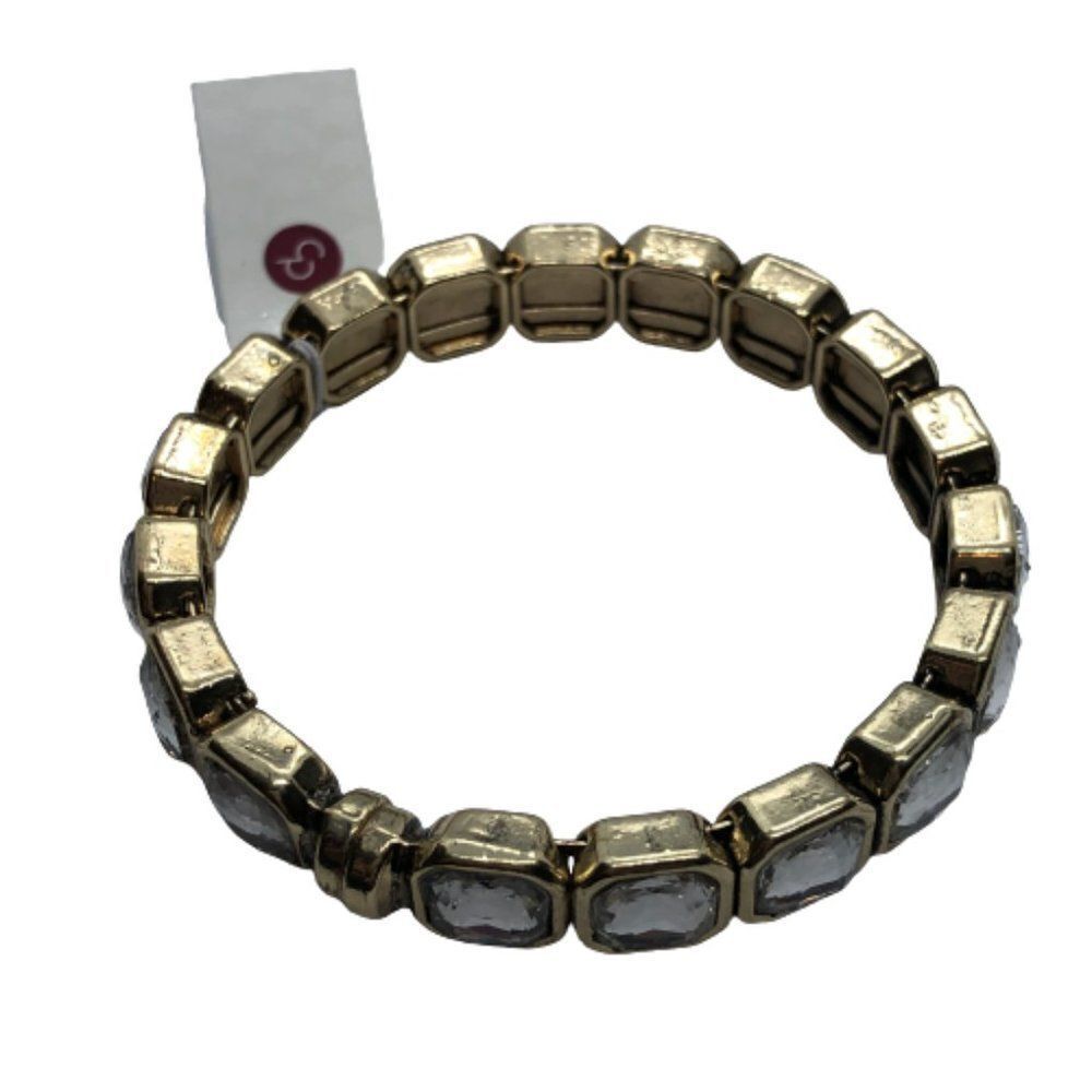 Gorgeous Gold Tone Rhinestone 7" Bracelet w/ Magnetic Clasp